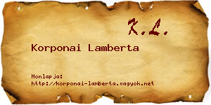 Korponai Lamberta névjegykártya